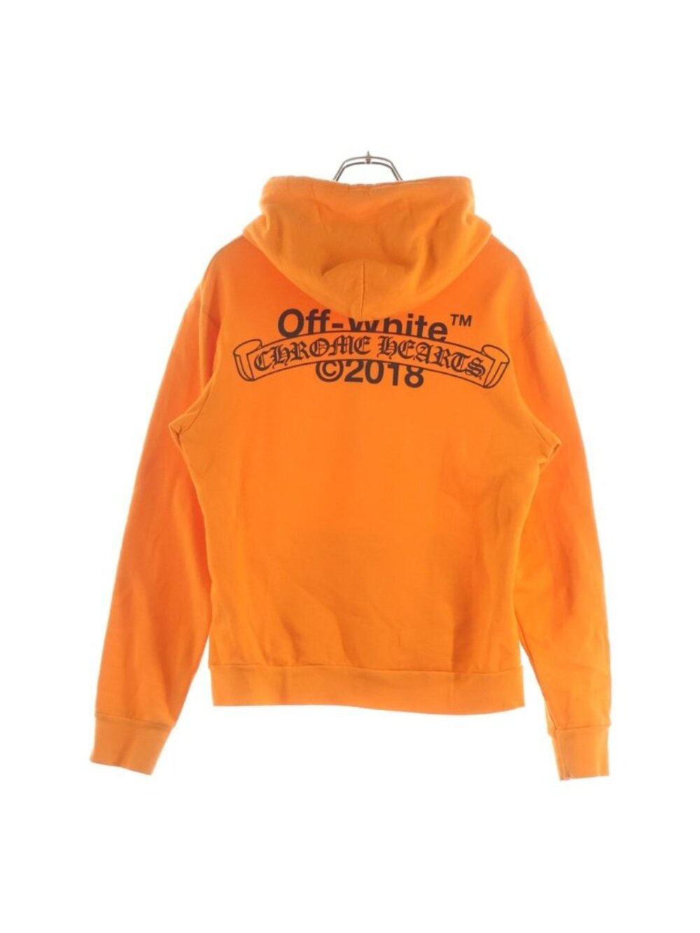 Chrome Hearts Off White HD Plvr Off Logo Print Pullover Hoodie Orange